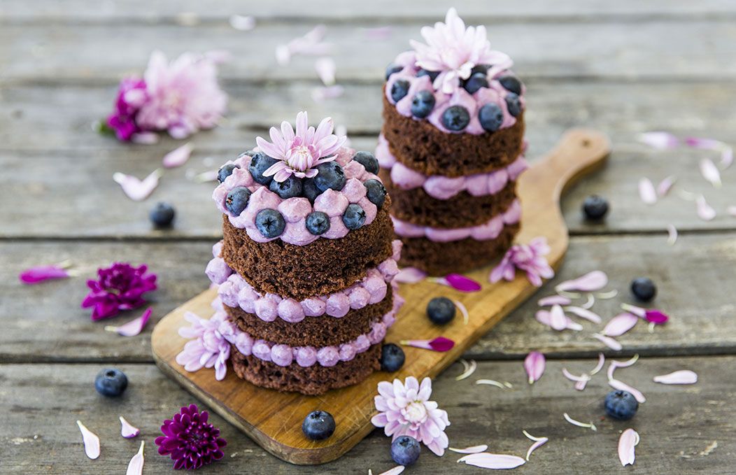 Piccola naked cake al cioccolato e mirtilli